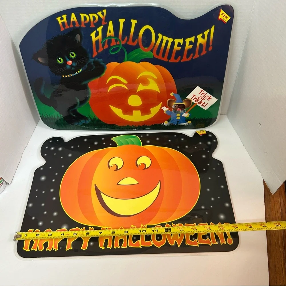 2 Bright of America Halloween table place mats laminated black cat mouse - Picture 3 of 12